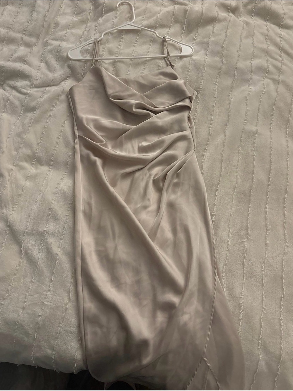 Silky Champagne Slip Dress with Draped Front